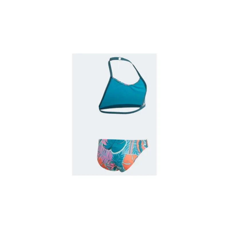 Adidas Junior Yg Flwr Bikini Top + Slip Petrolio Stampa Floreale Junior Bimba