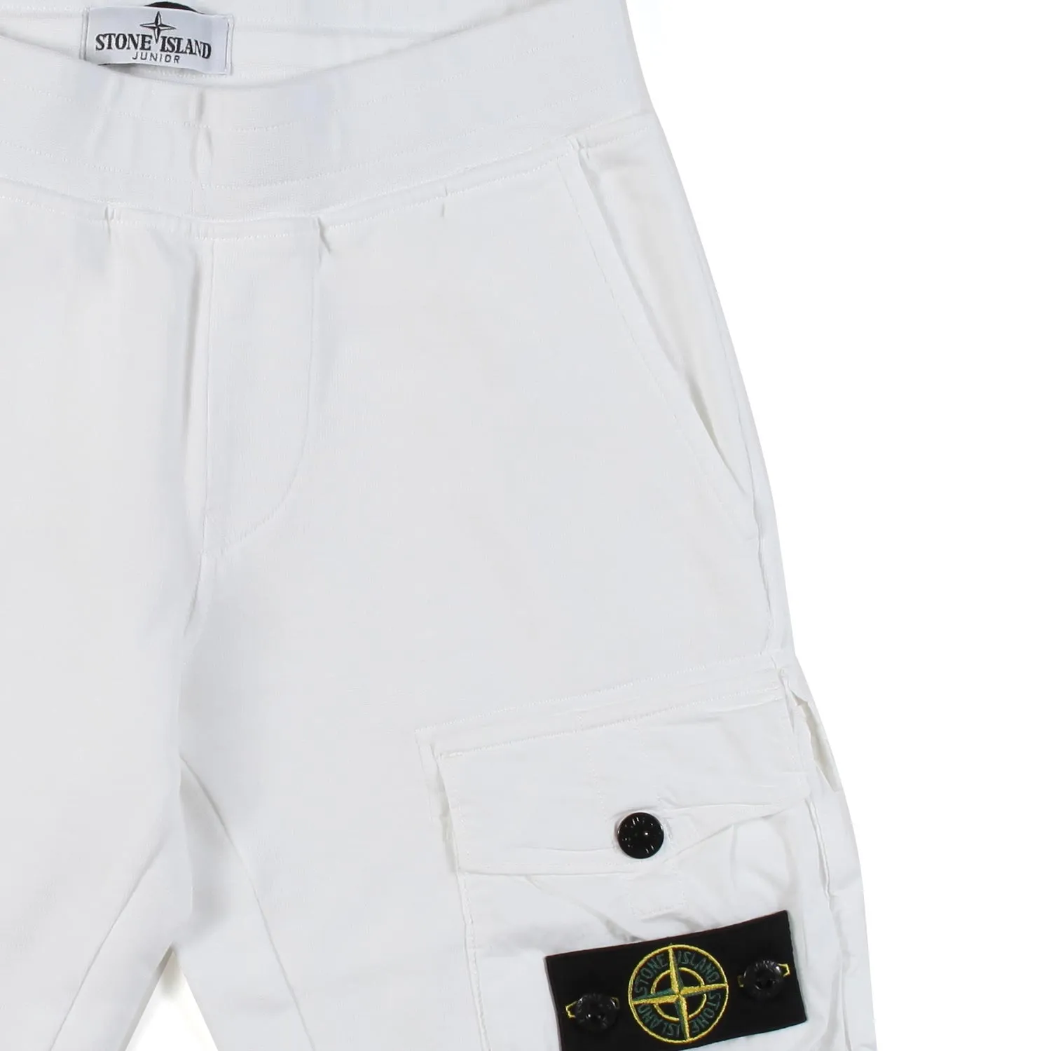 Bermuda In Felpa Bianco Con Patch Logo Compass