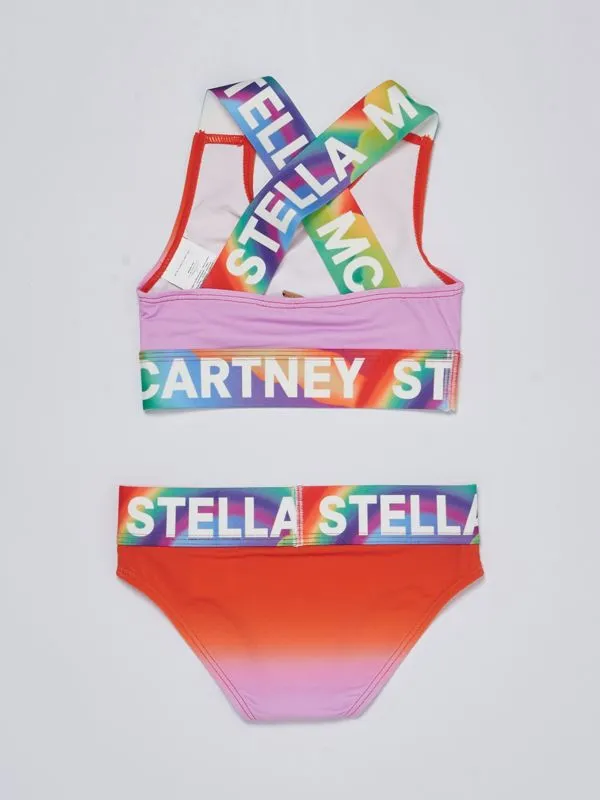 Bikini bambina Stella McCartney con logo stampato Corallo-Multicolor