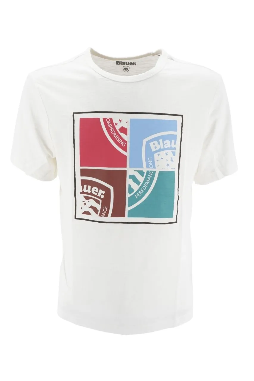 Blauer T-Shirt with Print / White