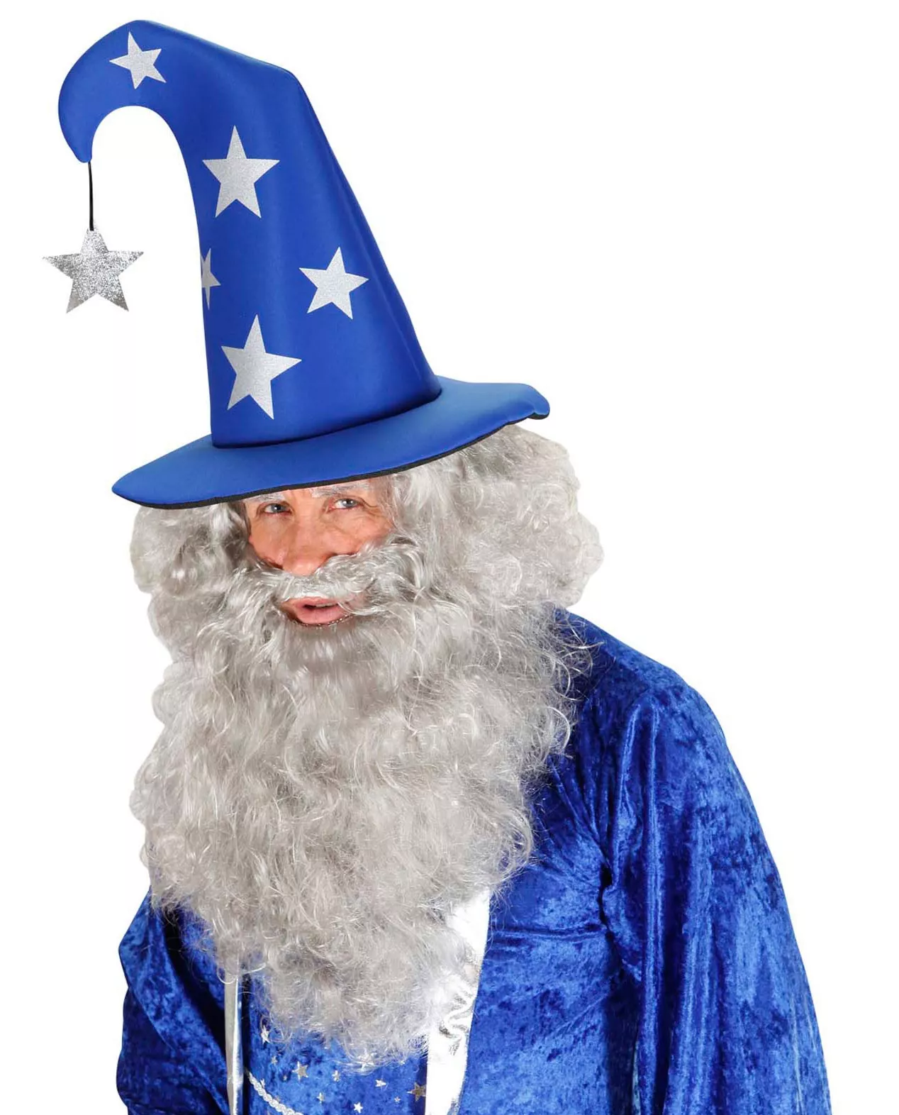 Cappello mago blu elettrico con stelle argento