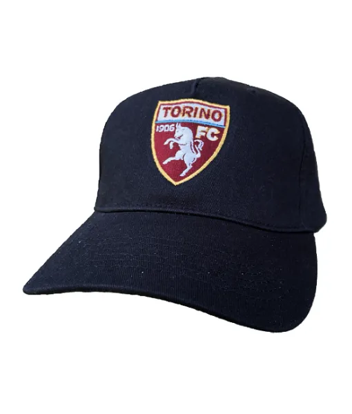 CAPPELLO TORINO UFFICIALE in COTONE NERO RICAMATO