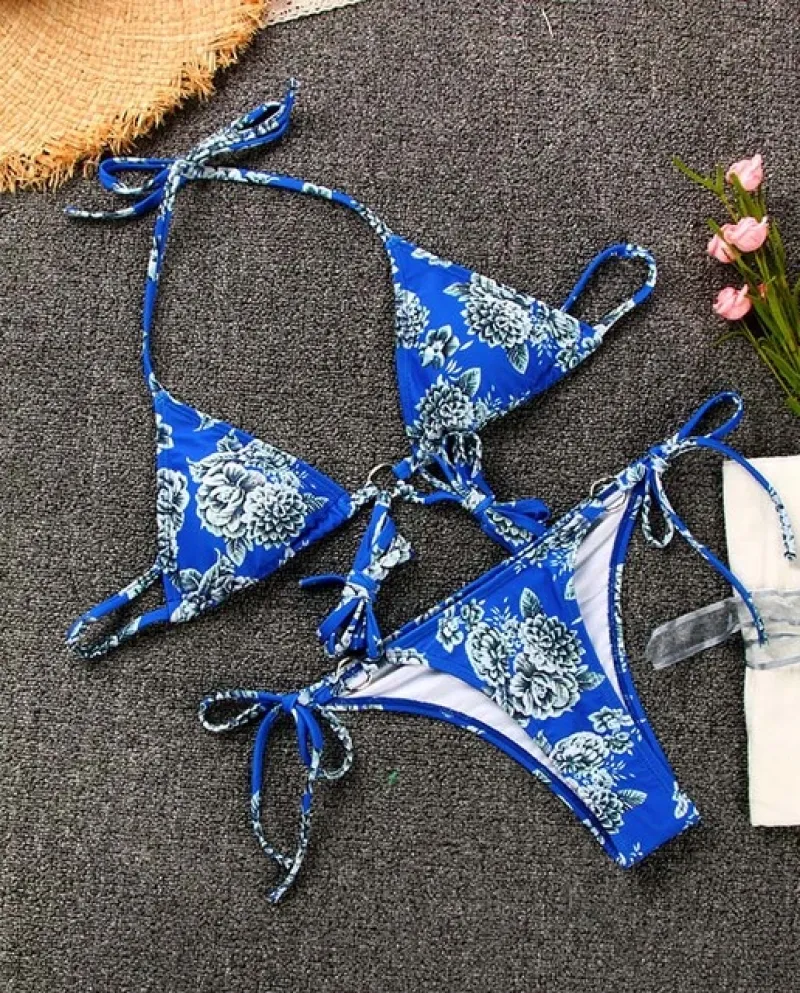 Costume da bagno da donna elegante viola Costume da bagno bikini scava fuori il costume da bagno a pieghe di qualità femminile B