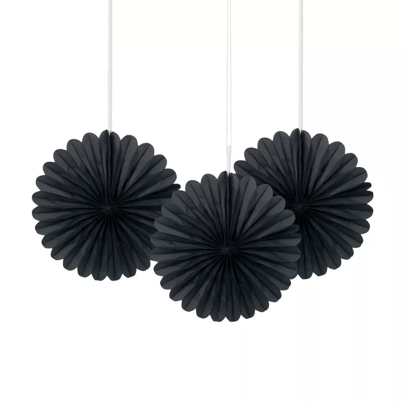 Fanflower decorativo nero 15cm Set di 3