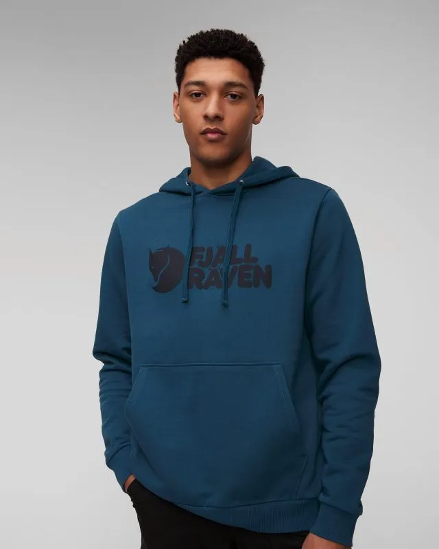 Felpa blu da uomo Fjallraven Logo Hoodie M