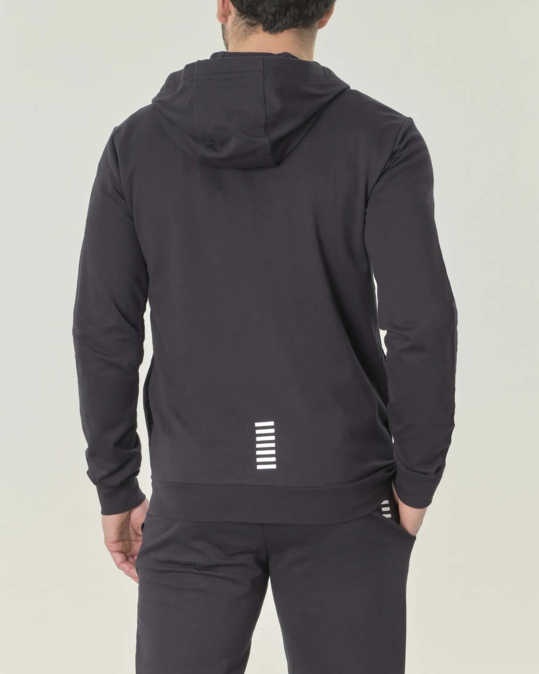 Felpa blu in puro cotone con cappuccio e cerniera