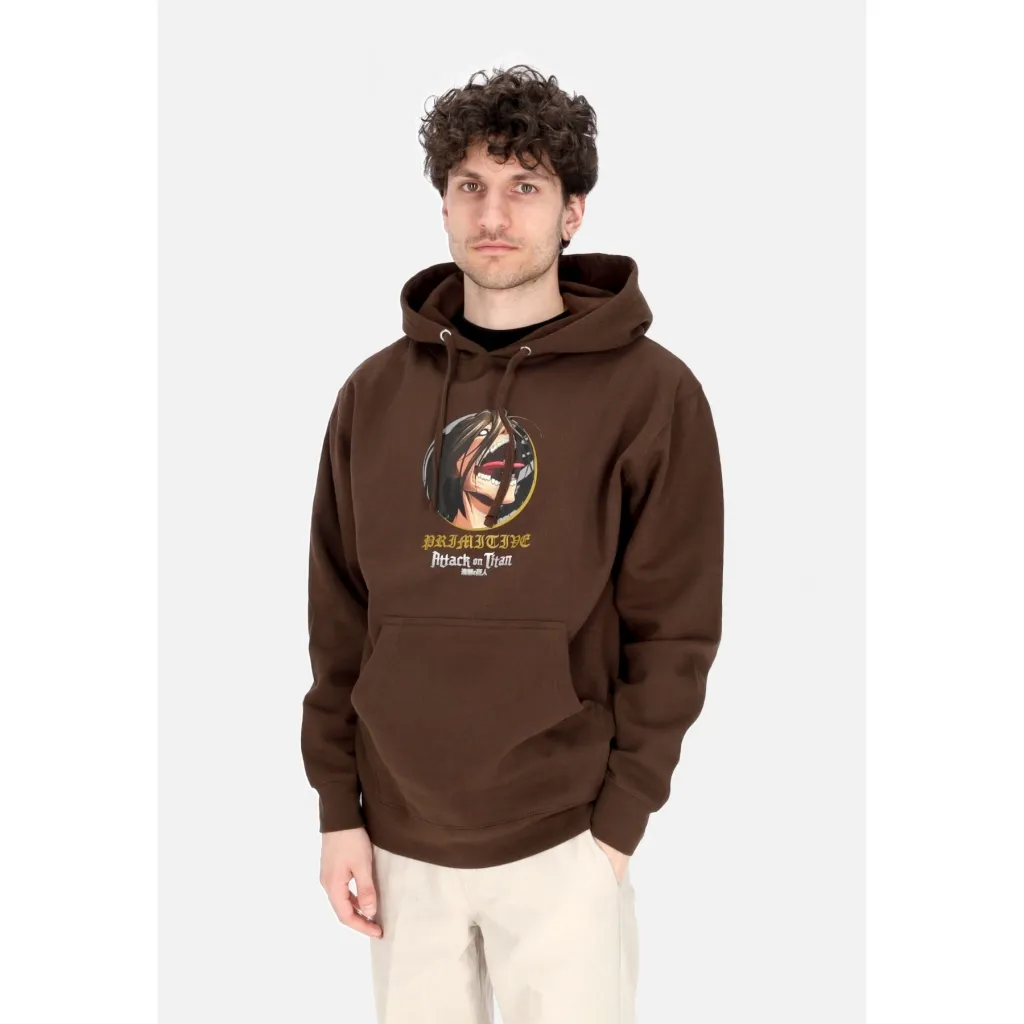 felpa cappuccio uomo future memory hoodie x attack on titan BROWN