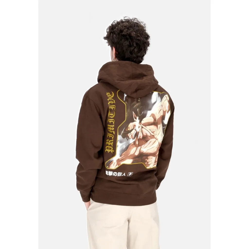 felpa cappuccio uomo future memory hoodie x attack on titan BROWN