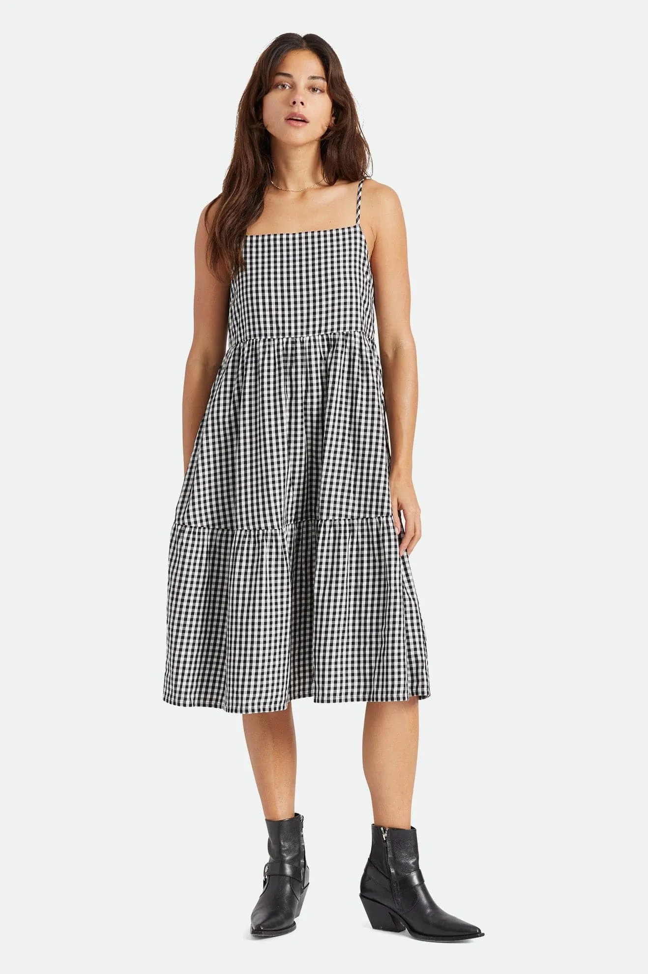 GINGHAM TIER DRESS - BLACK