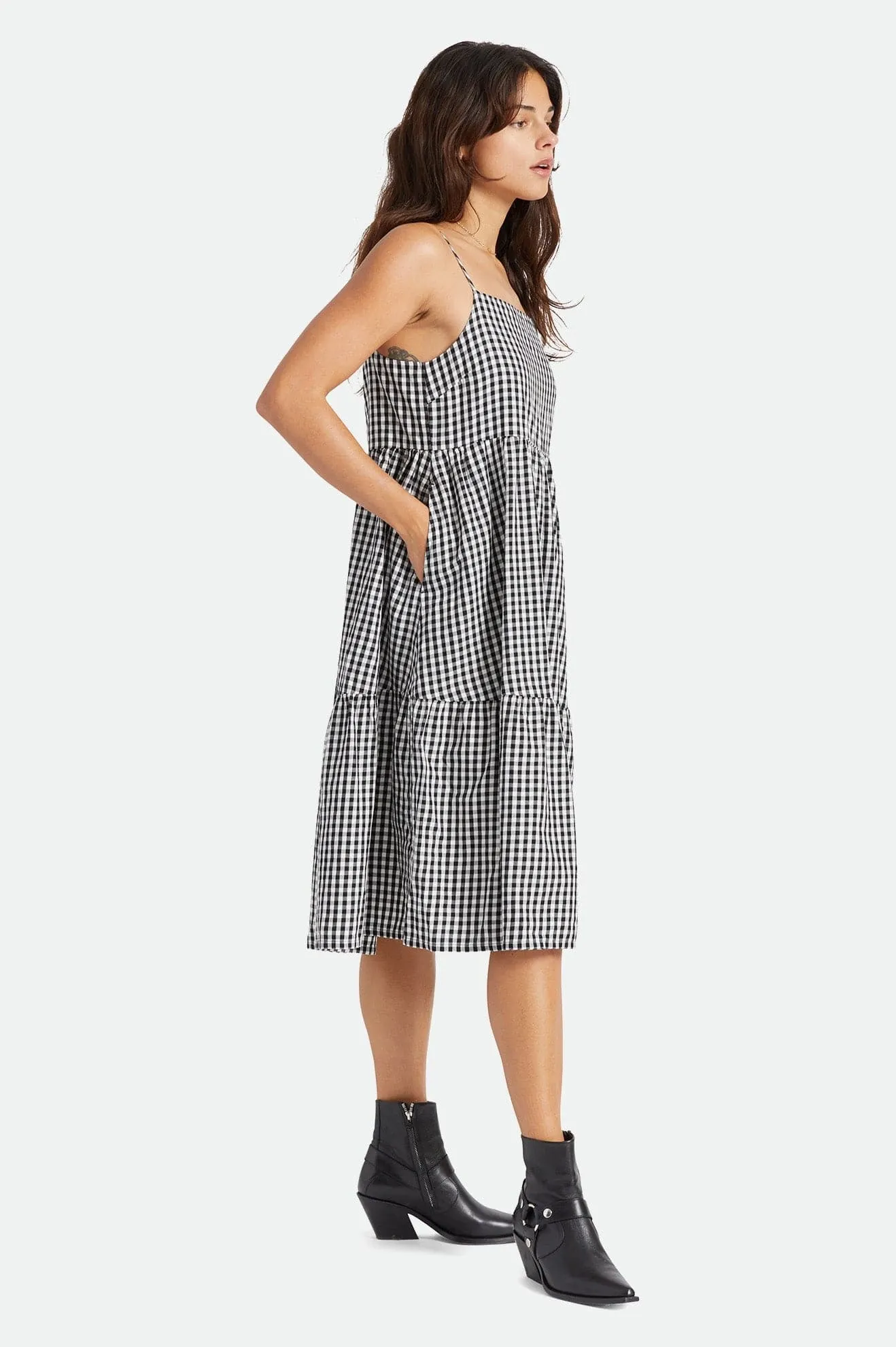 GINGHAM TIER DRESS - BLACK