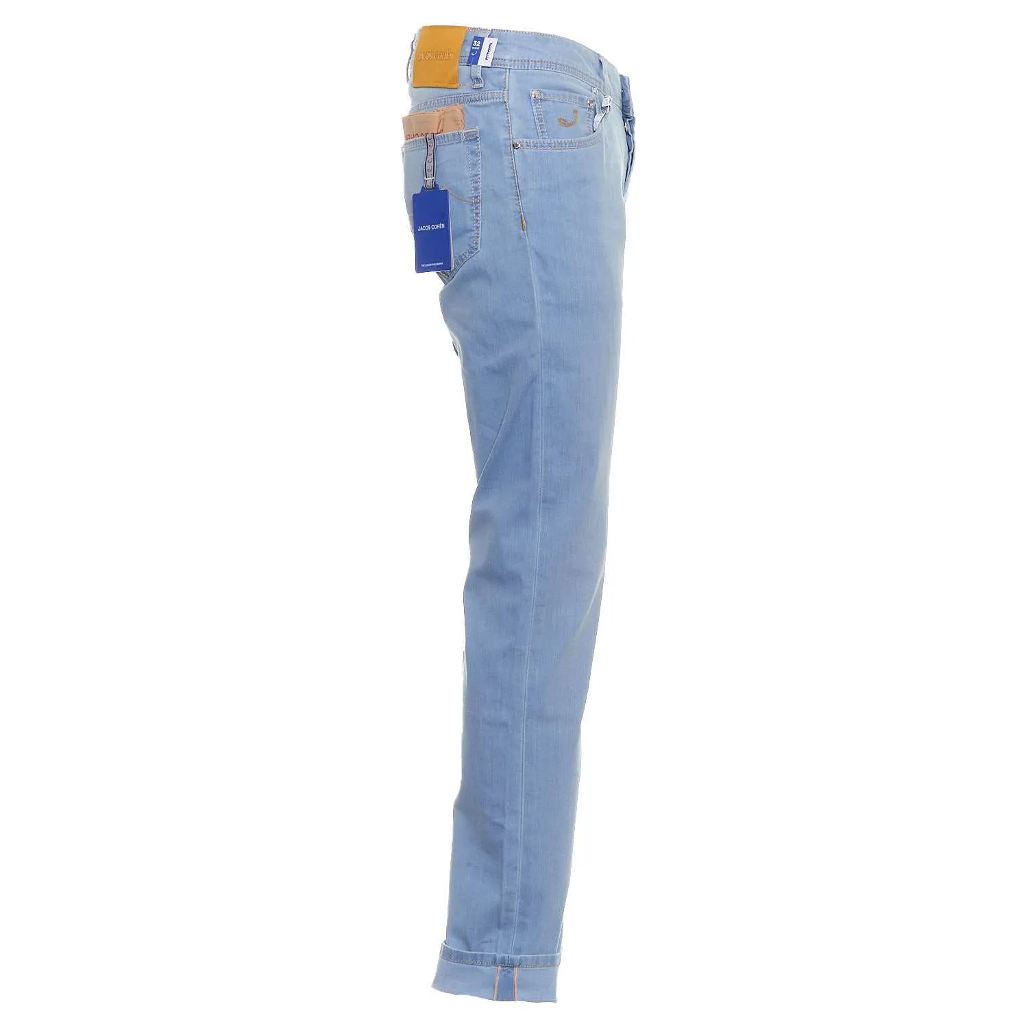 Jeans Nick Chiaro Con Salpa Gialla In Cavallino E Scritta Logo In Tono