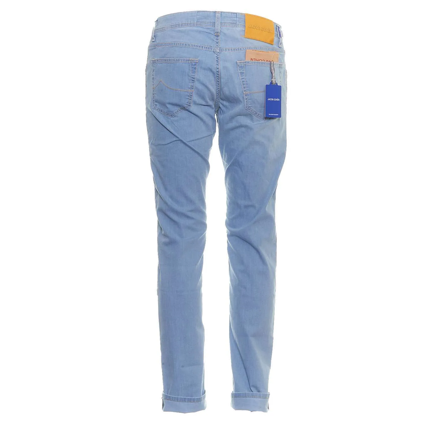 Jeans Nick Chiaro Con Salpa Gialla In Cavallino E Scritta Logo In Tono