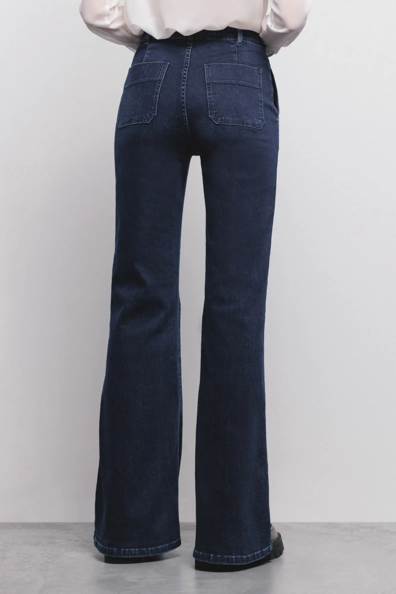 Jeans Palazzo Con Catena Gioiello Denim Blu - Gaëlle Paris