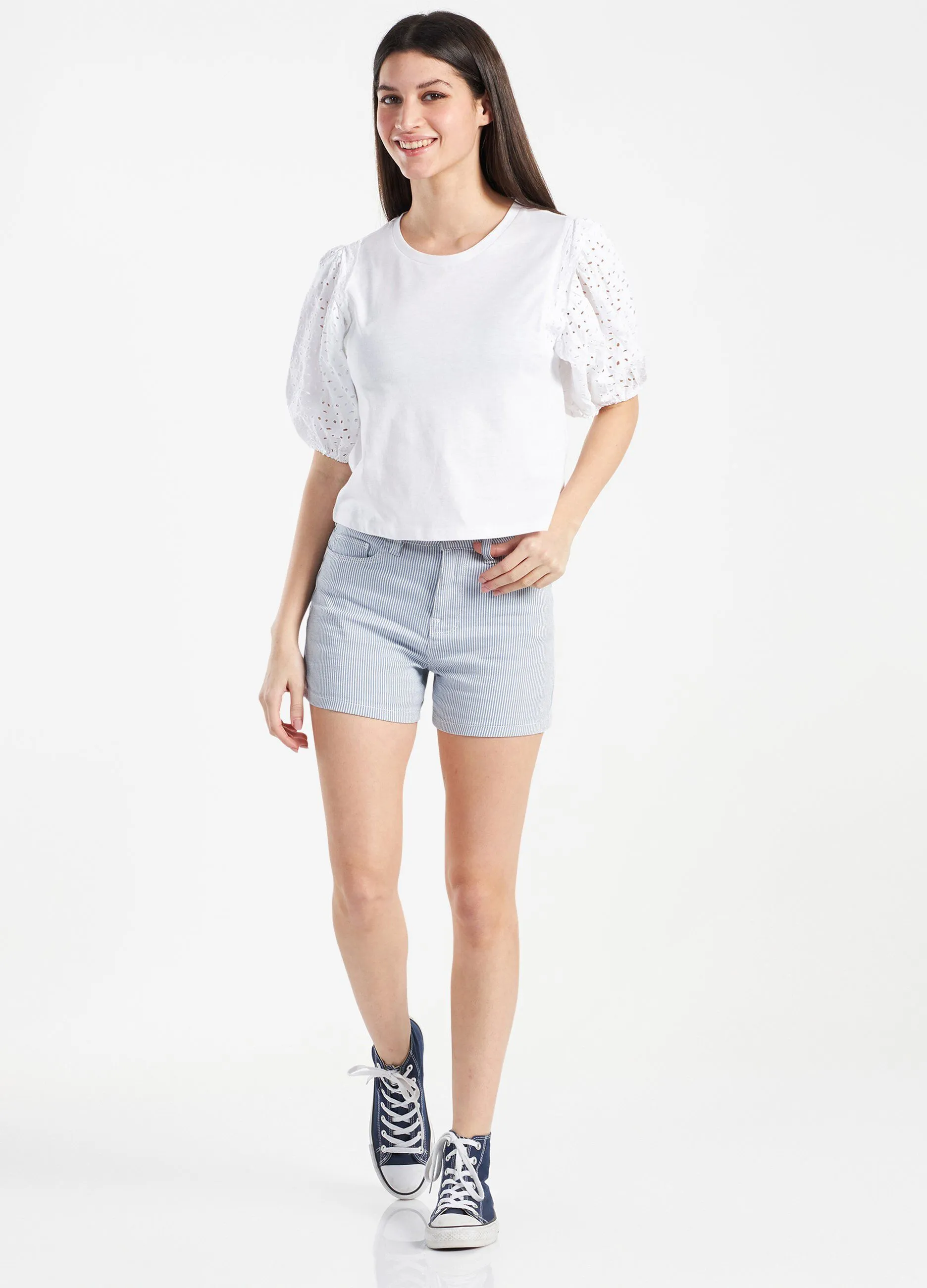 Jeans shorts in cotone elasticizzato donna