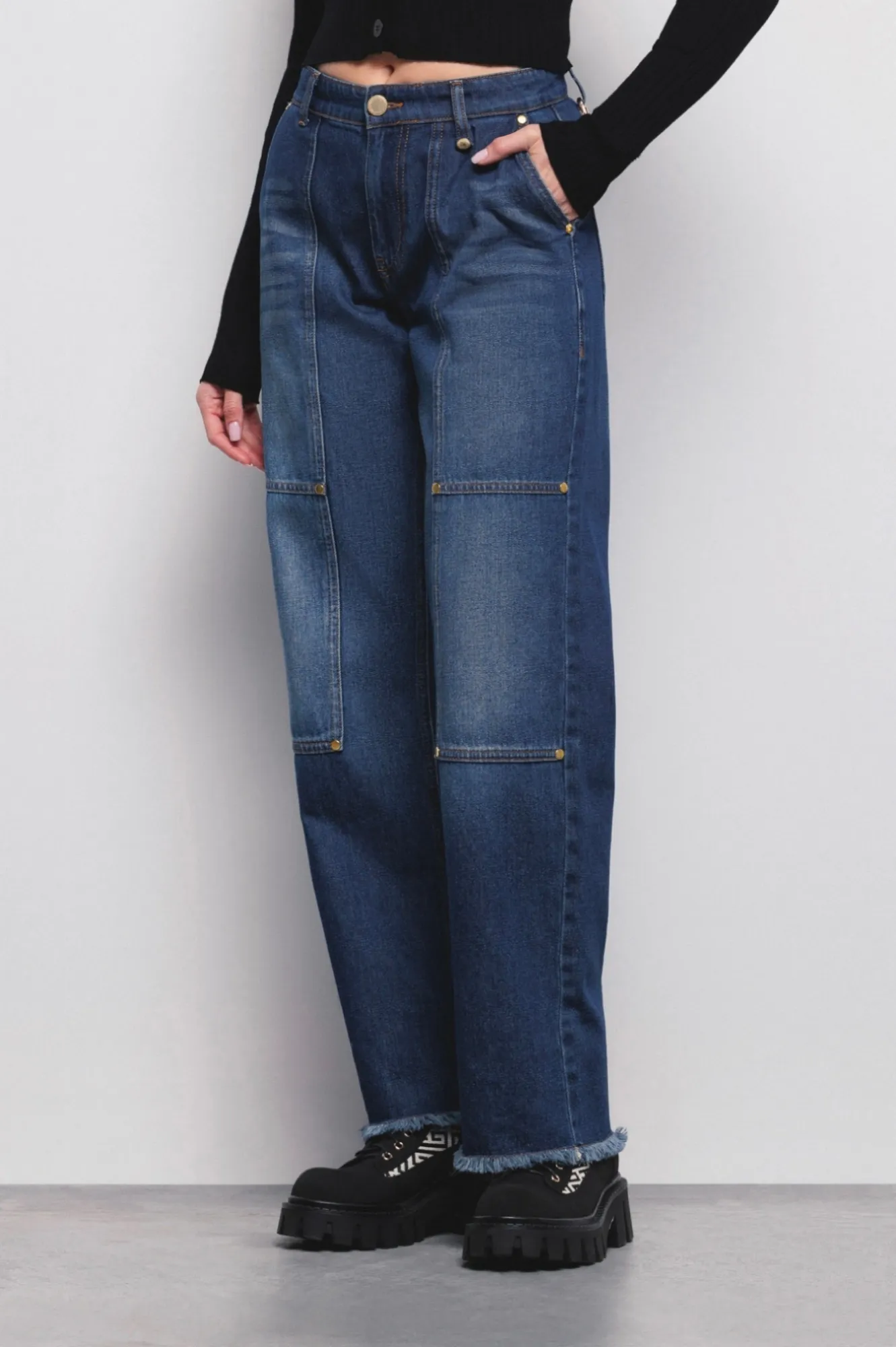 Jeans Work Straight Denim Blu - Gaëlle Paris