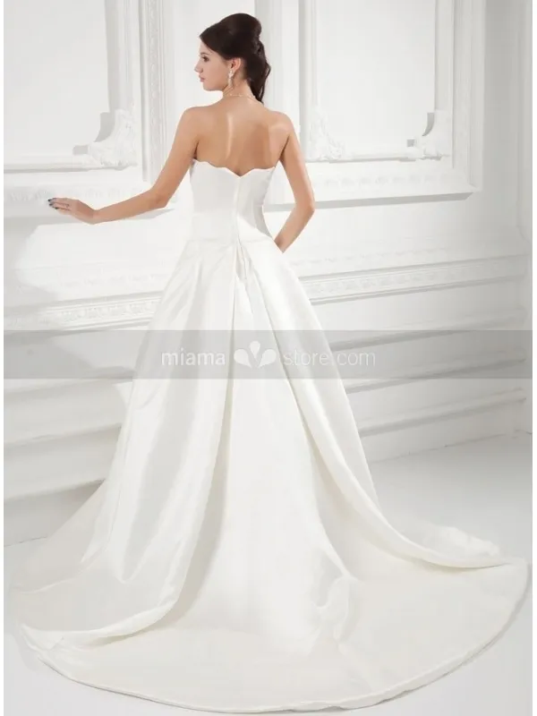 KATRINA - A-line Strapless Chapel train Satin Wedding dress