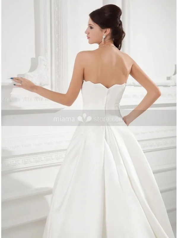 KATRINA - A-line Strapless Chapel train Satin Wedding dress