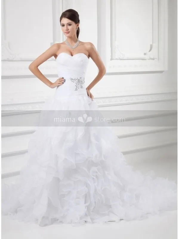 KELLY - A-line Sweetheart Chapel train Organza Wedding dress