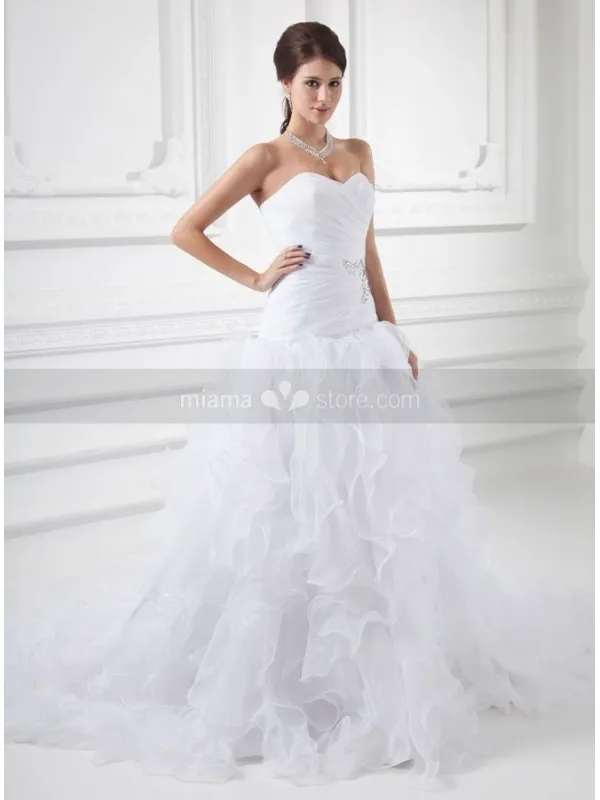 KELLY - A-line Sweetheart Chapel train Organza Wedding dress