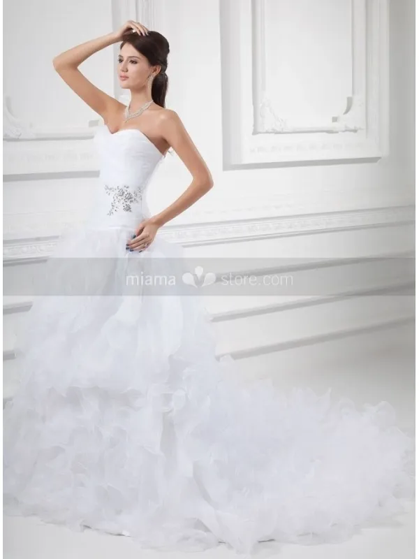 KELLY - A-line Sweetheart Chapel train Organza Wedding dress