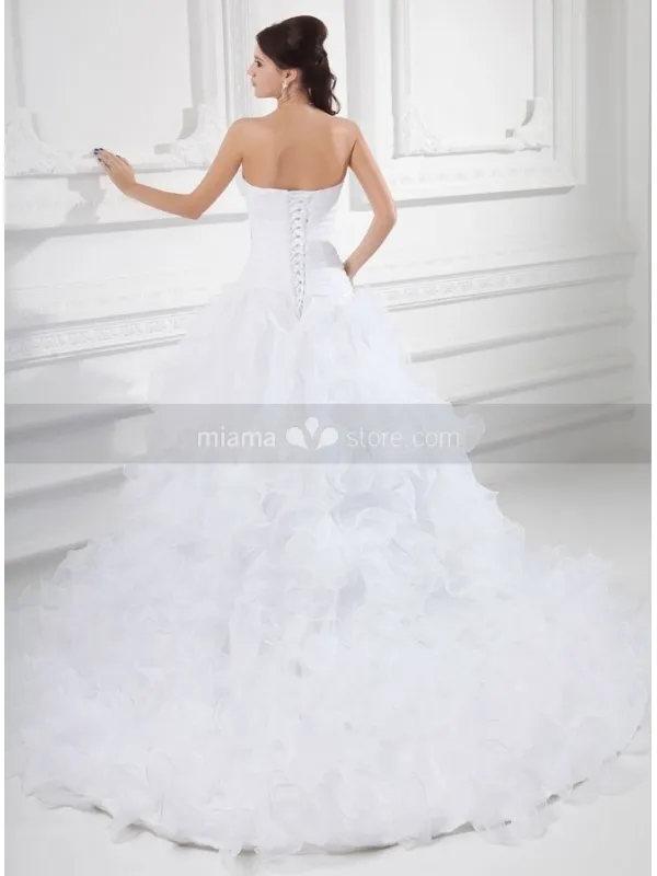 KELLY - A-line Sweetheart Chapel train Organza Wedding dress