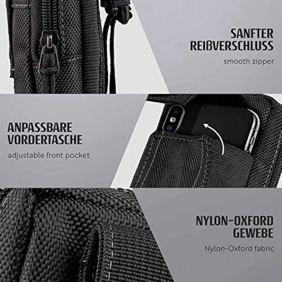 ONEFLOW Custodia di sopravvivenza compatibile con Wiko View3 Pro – Marsupio in nylon con moschettone, borsa tattica EDC con supp