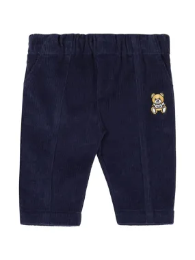 Pantaloni a coste per neonata Moschino Kids blu con un velluto a coste