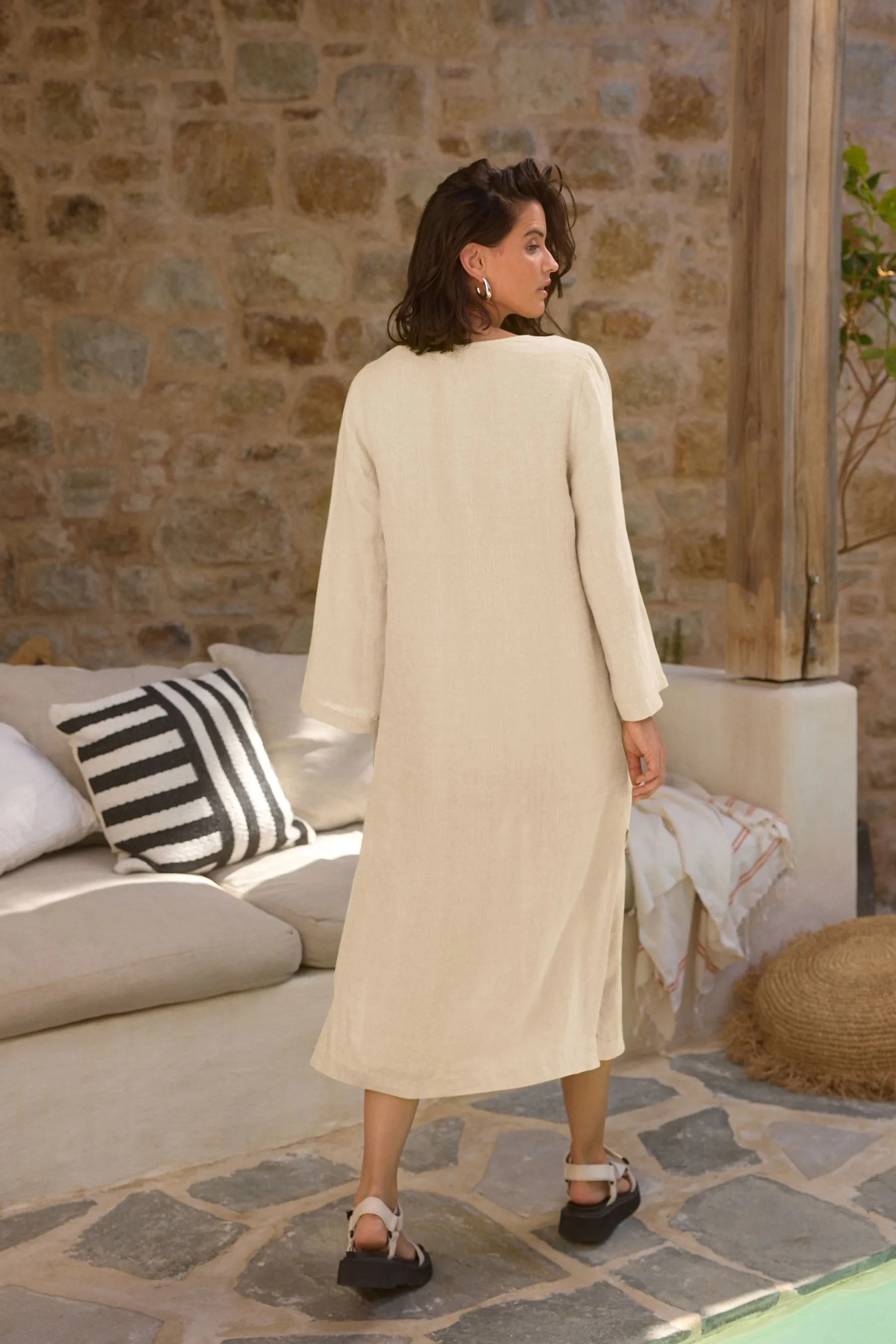 Premium 100% Linen Shirt Dress