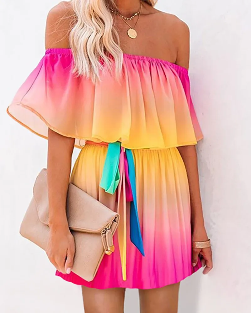 Rainbow sofly dress shortly