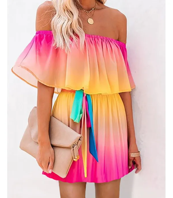 Rainbow sofly dress shortly