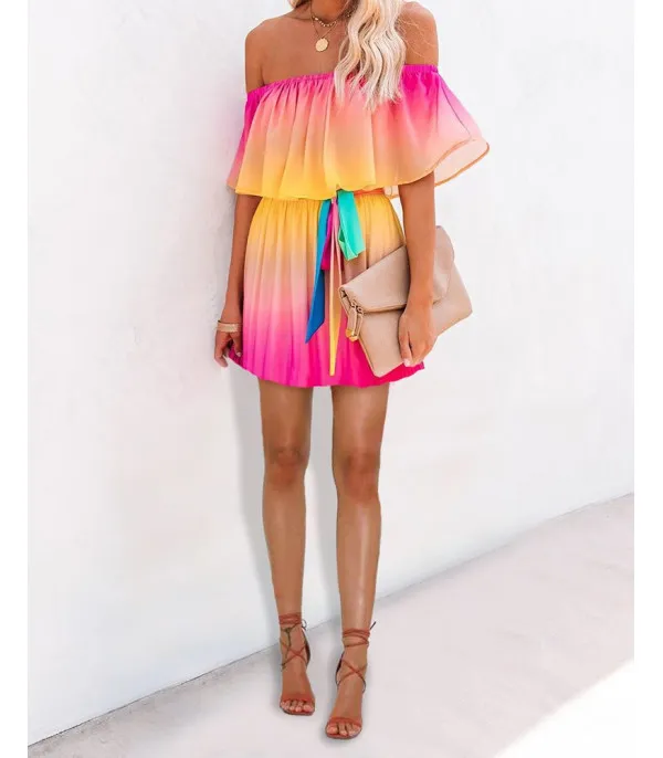 Rainbow sofly dress shortly