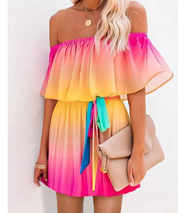 Rainbow sofly dress shortly