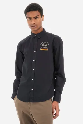 Regular fit black shirt in poplin cotton - Rodolfo