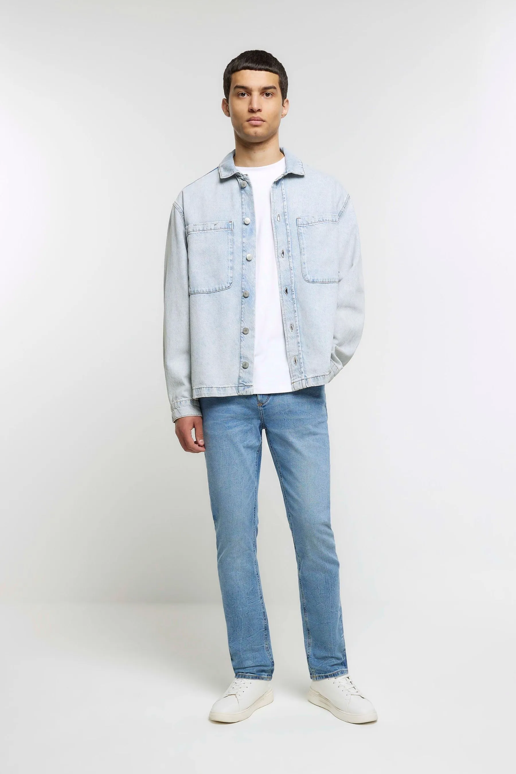 River Island - Vestibilità attillata / Slim Jeans lavaggio chiaro