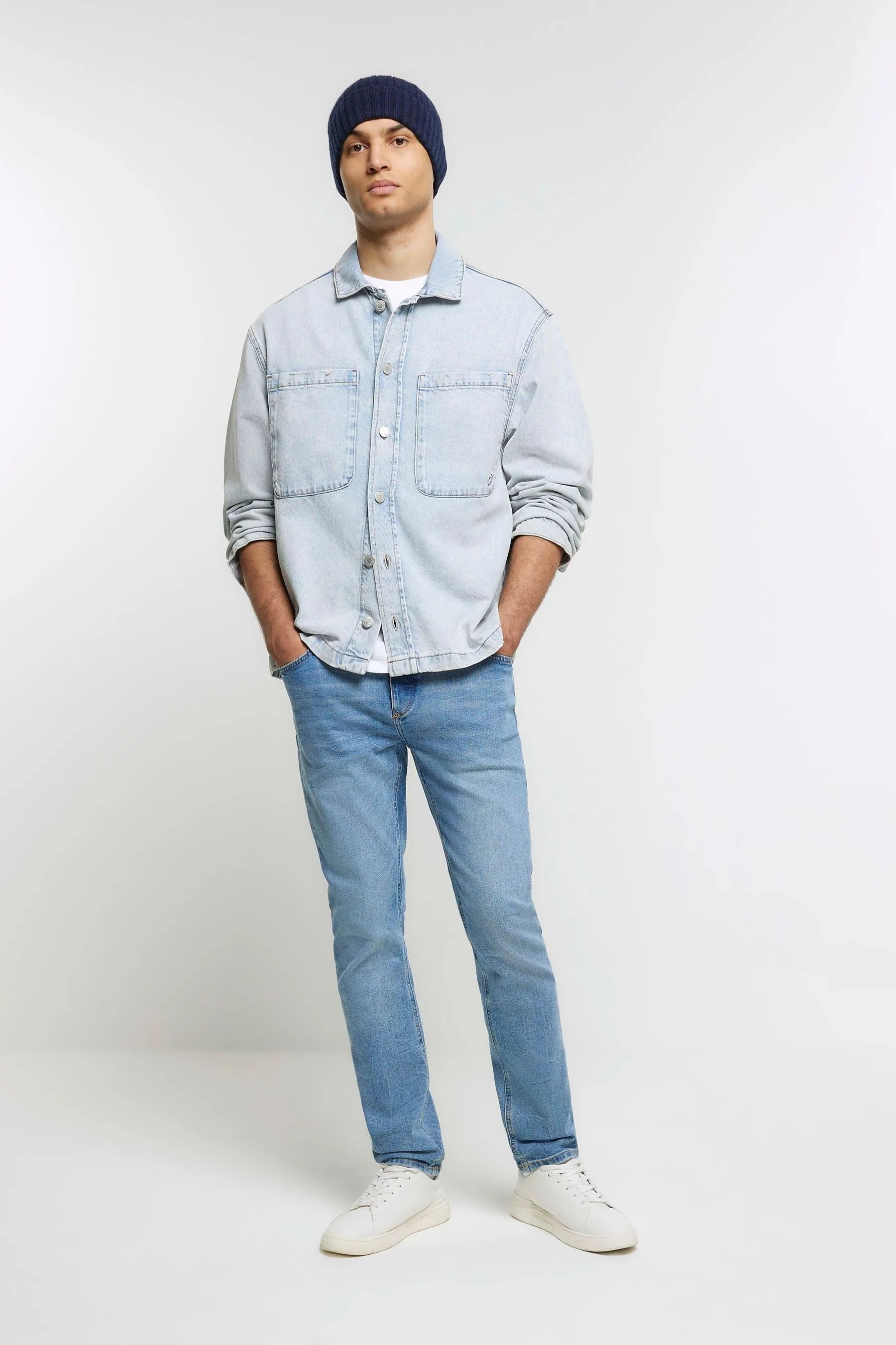 River Island - Vestibilità attillata / Slim Jeans lavaggio chiaro