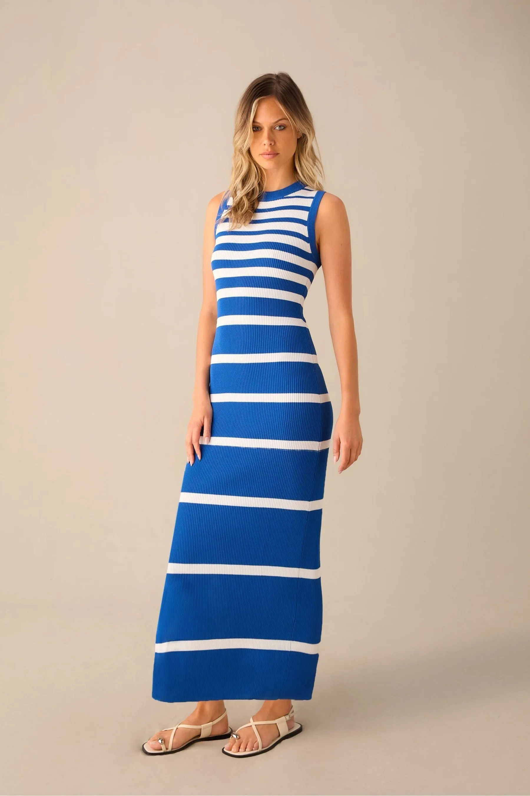 Ro&Zo Blue - Stripe Sleeveless Knitted Dress