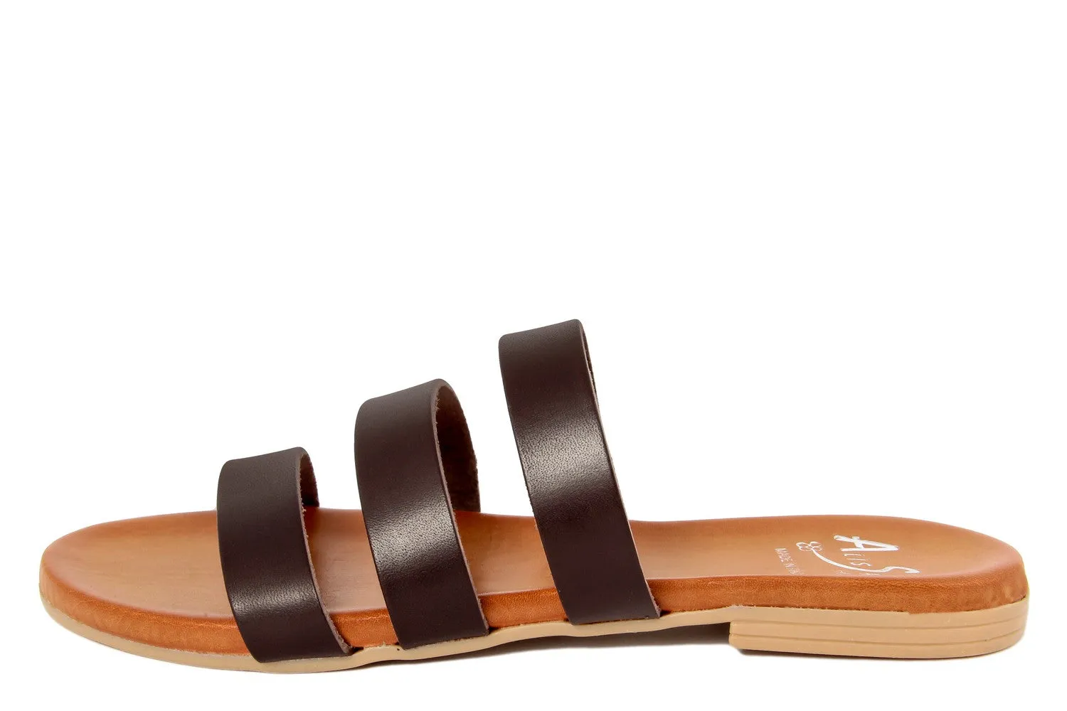 Sandali flat Donna in Pelle Marrone