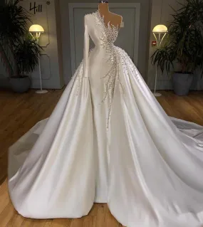 Serene Hill White With Train Luxury Wedding Dresses  One Shoulder Mermaid Elegant Bridal Dress Ha2482 Custom Made  Weddi