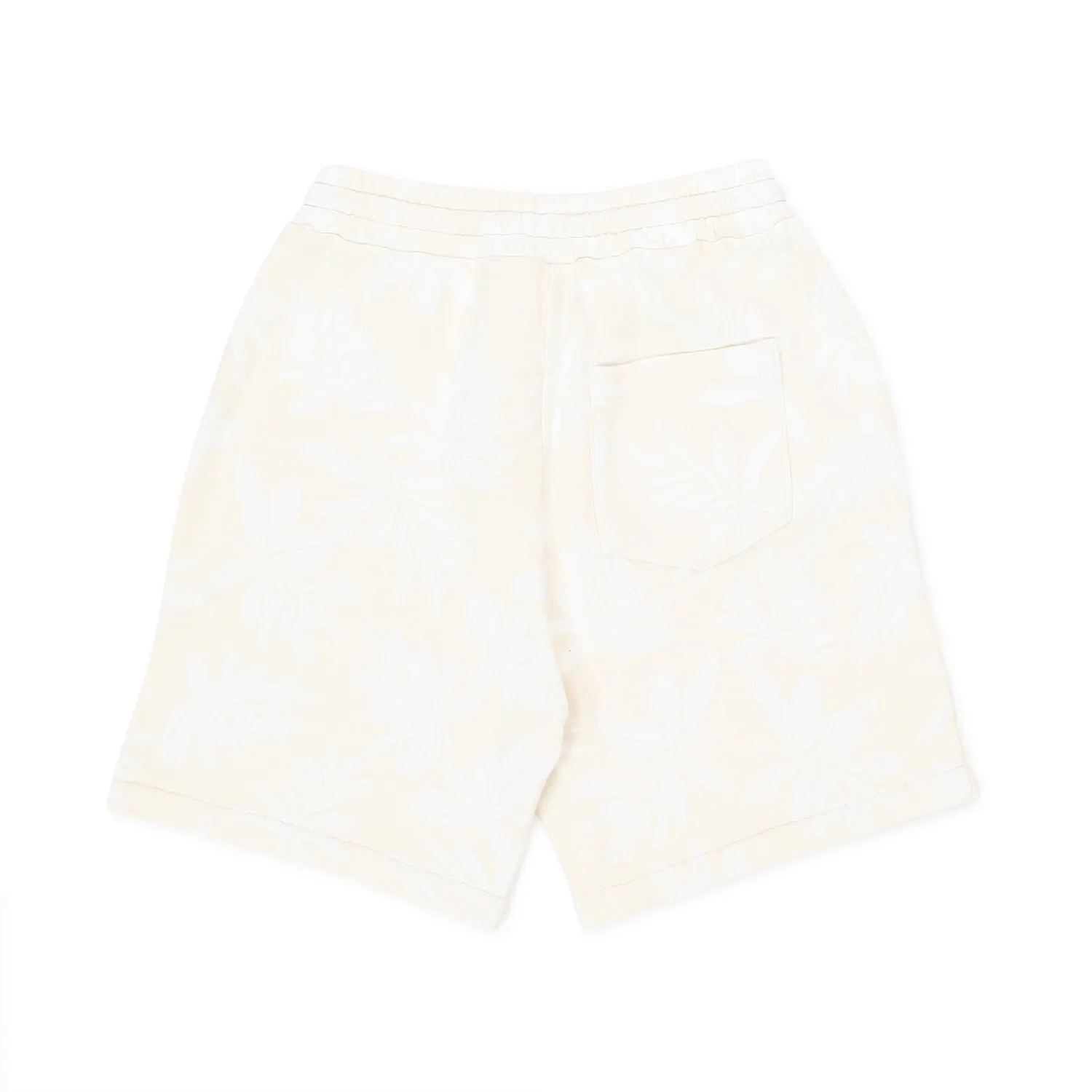 Shorts In Felpa Panna Con Foglie Bianche