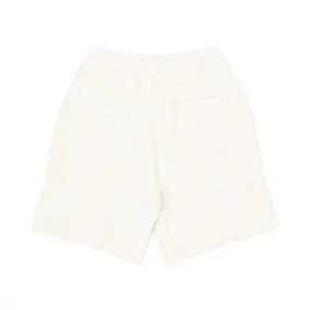 Shorts In Felpa Panna Con Foglie Bianche