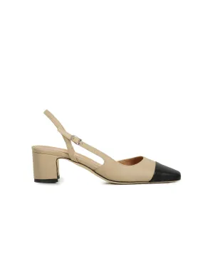 Slingback nappa cappuccio + nero