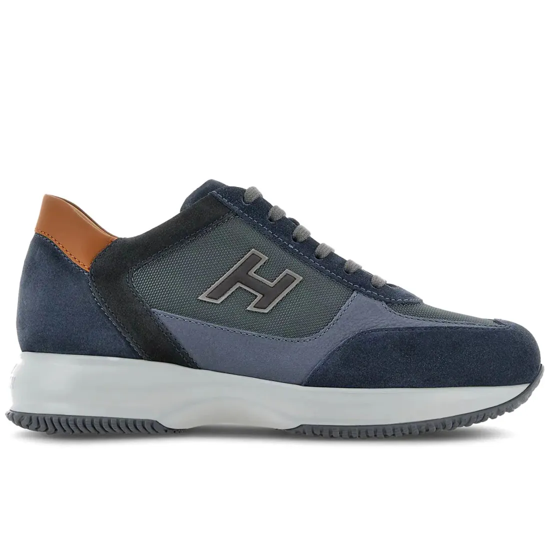 Sneaker da uomo Hogan Interactive blue jeans e cuoio