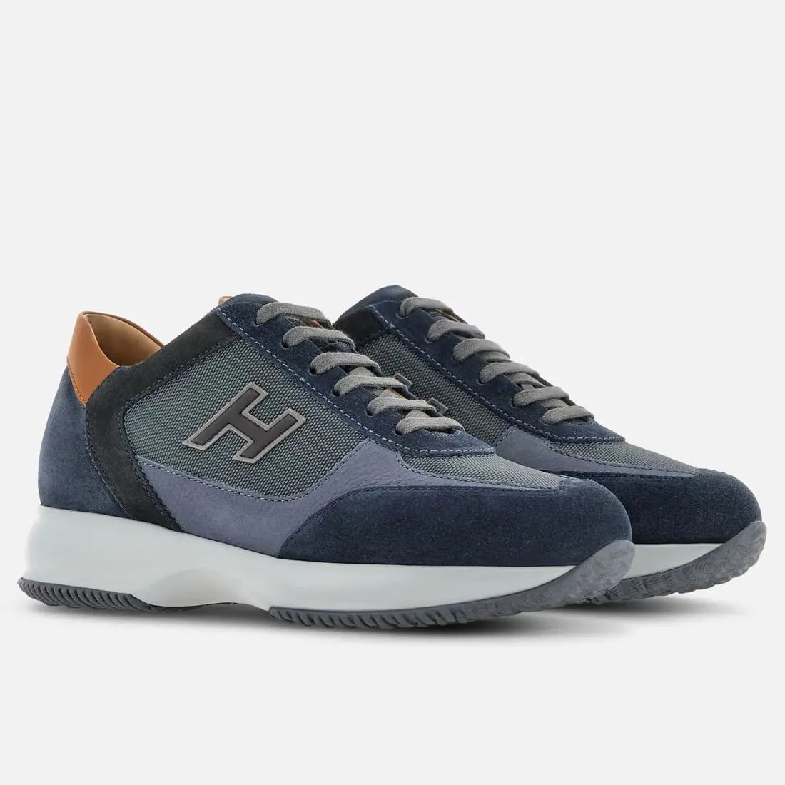 Sneaker da uomo Hogan Interactive blue jeans e cuoio