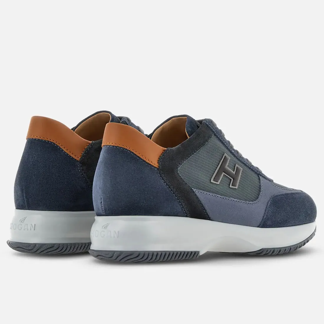 Sneaker da uomo Hogan Interactive blue jeans e cuoio