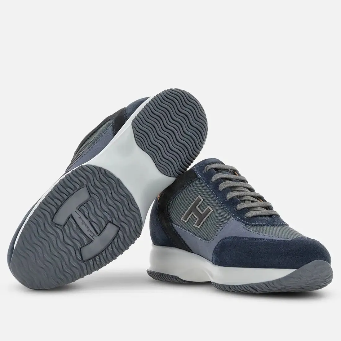 Sneaker da uomo Hogan Interactive blue jeans e cuoio