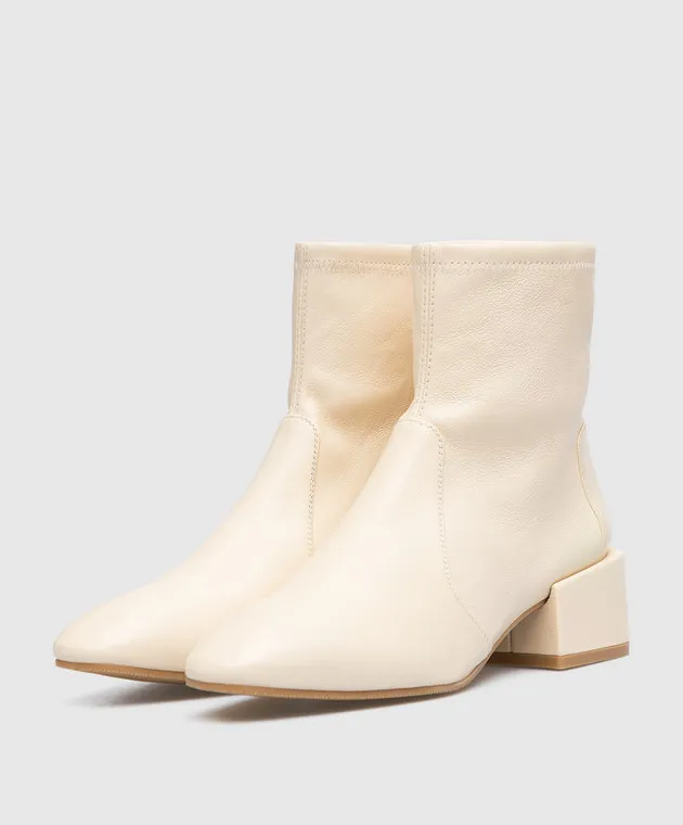 Stuart Weitzman Stivaletti a fisarmonica in pelle beige S0696