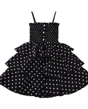 Summer New Children Girls Polka Dots Dress Off spalla Ruffle Multi Layer Striped Dress Kid Casual Sleeveless Dressesdr