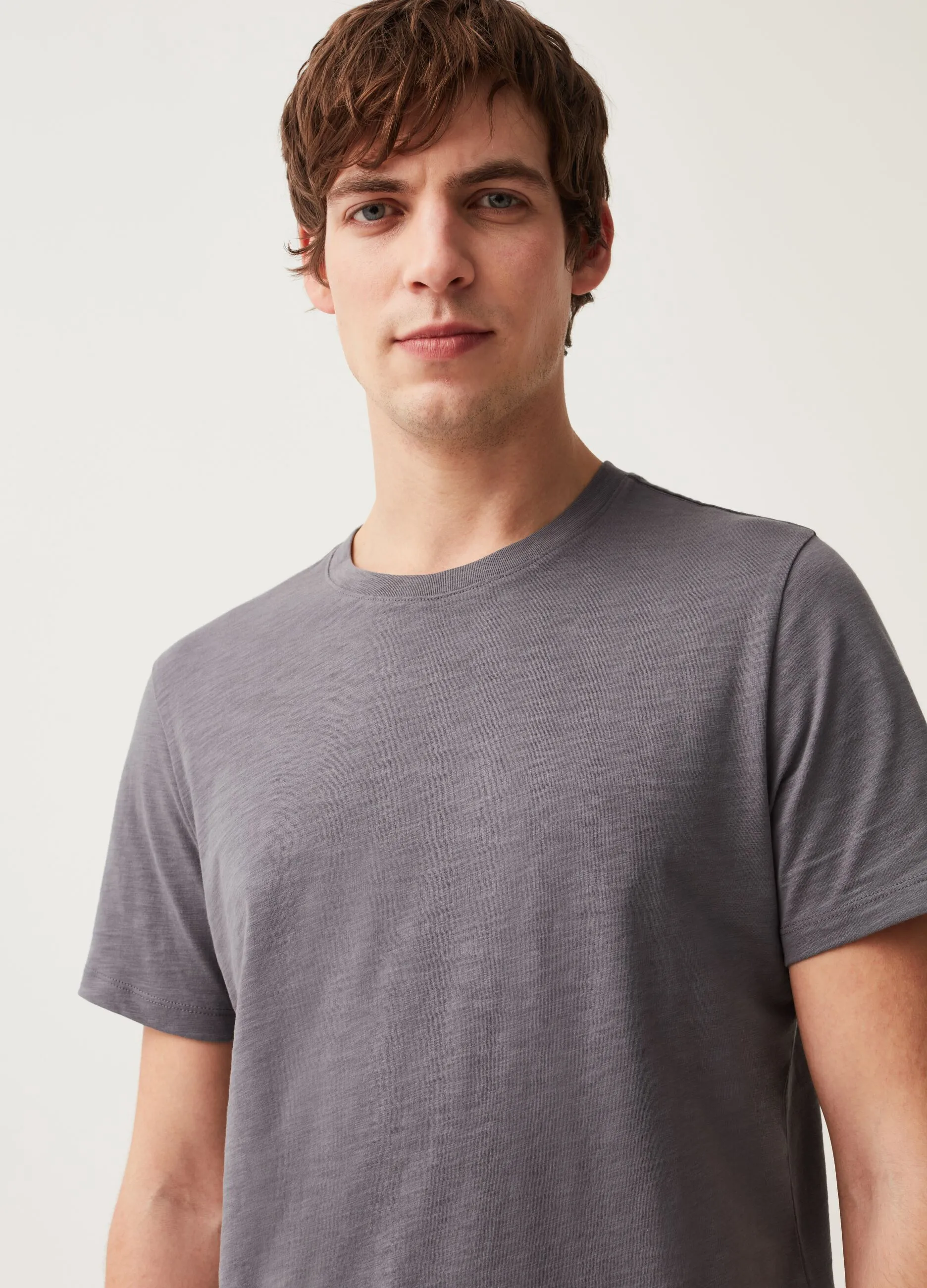 T-shirt girocollo in slub jersey
