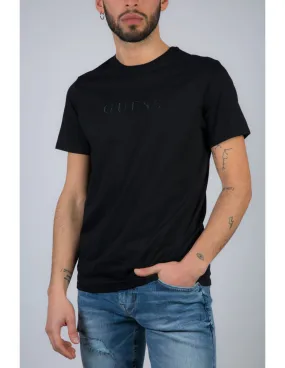 T-shirt uomo Guess girocollo con logo ricamato