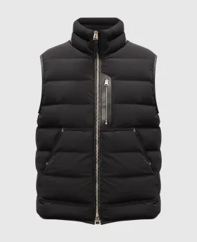 Tom Ford Gilet in piumino nero con inserti in pelle OGD002FMP007S24